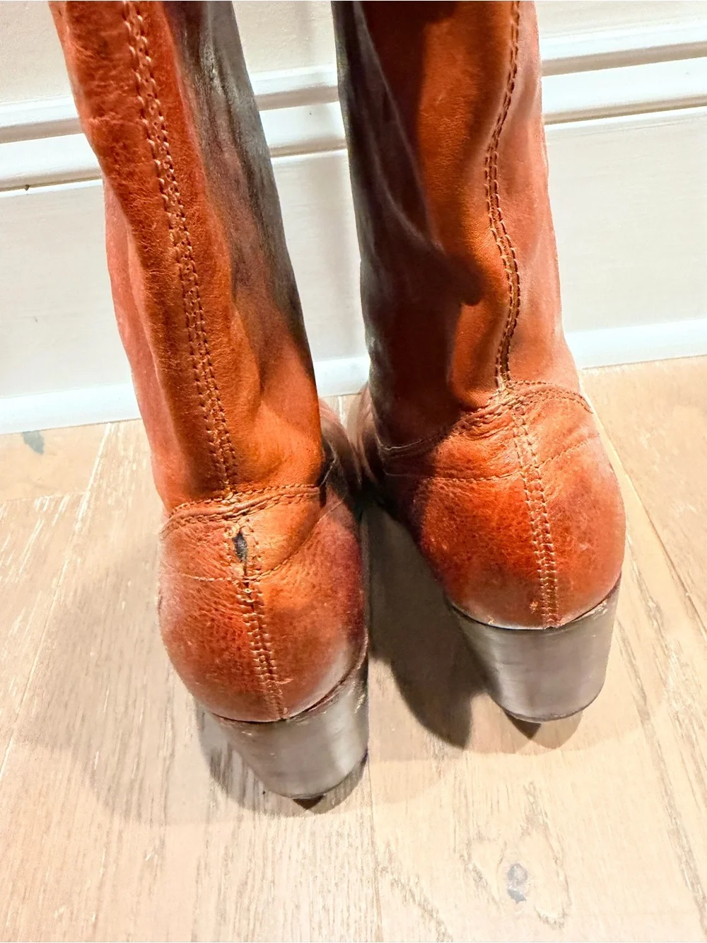 Frye knee high Lucinda slouch in cognac 8m
